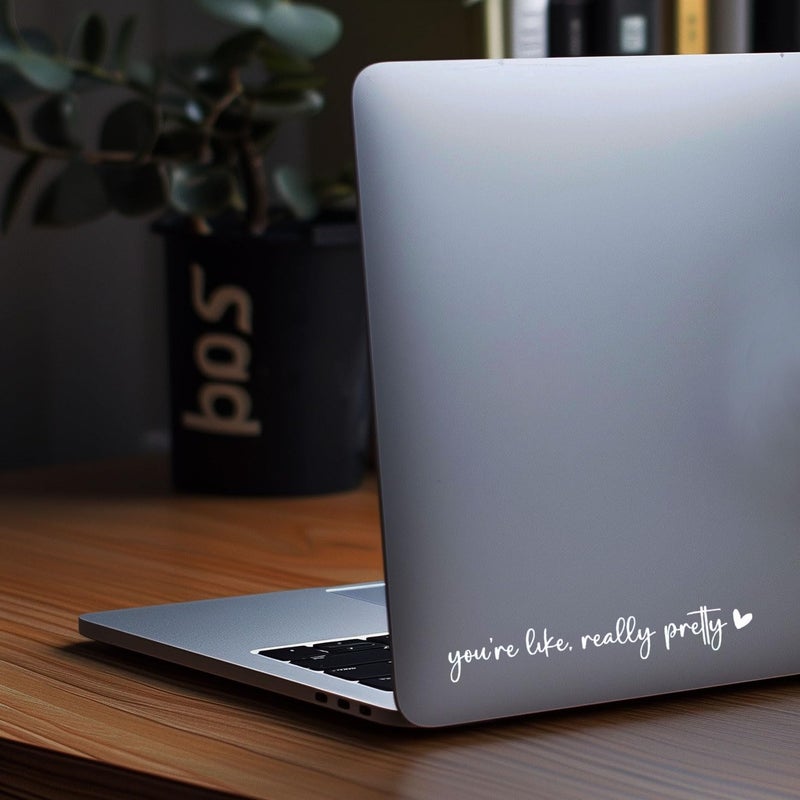 WCDHOR 2 x You Are Like Really Pretty Rearview Mirror Decal Water Bottle Stickers Affirmation Reminder Sticker Laptop Bumper Sticker Tumbler Vinyl Sticker Car Mirror Decal Funny Car De (You're Pretty, White) - Image 2